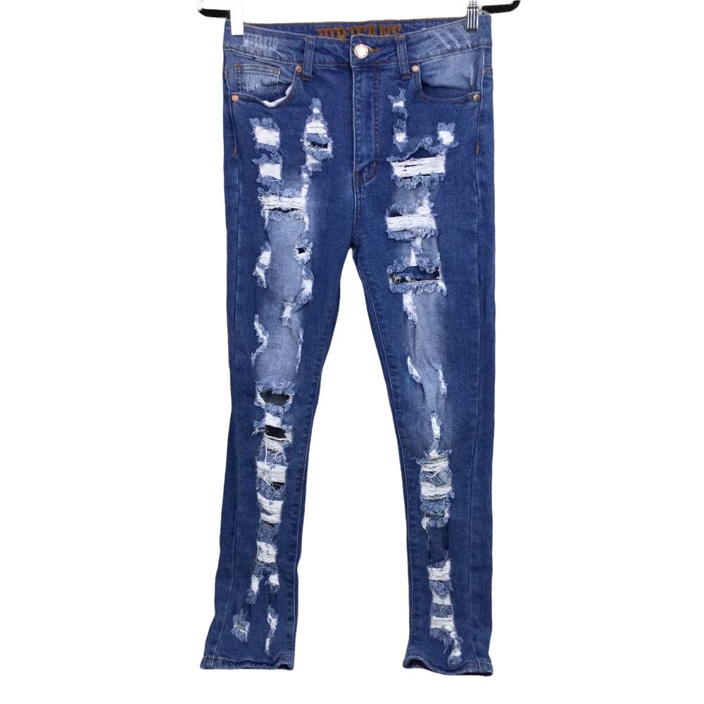 VIP Jeans Street Denim Y2K Grunge Urban Distressed High Rise Jeans Juniors 9/10